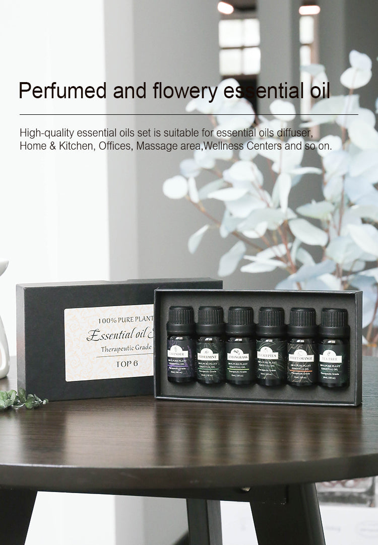 Top 6 Essential Oil Set - 100% Plant-Based, Therapeutic Grade