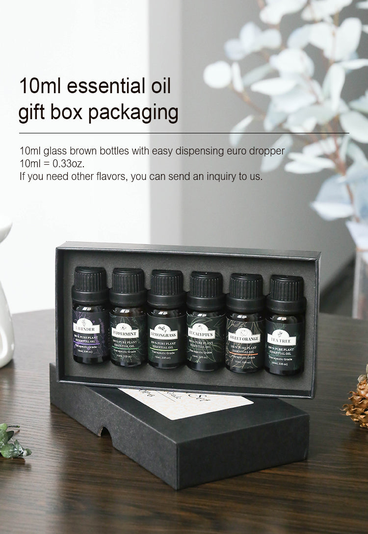 Top 6 Essential Oil Set - 100% Plant-Based, Therapeutic Grade