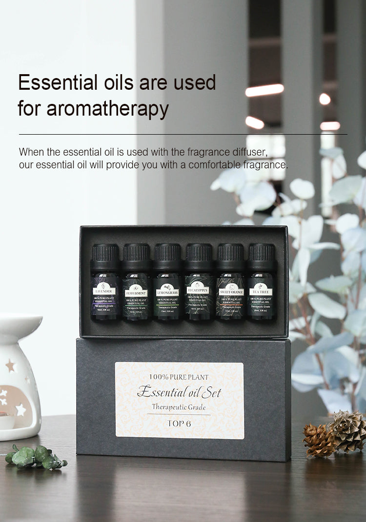 Top 6 Essential Oil Set - 100% Plant-Based, Therapeutic Grade