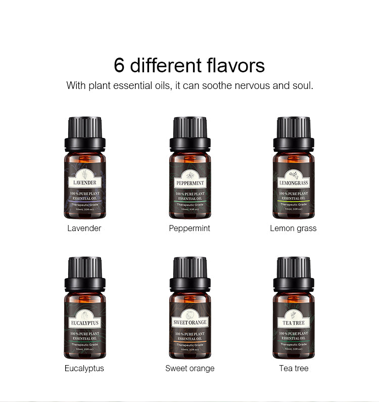 Top 6 Essential Oil Set - 100% Plant-Based, Therapeutic Grade