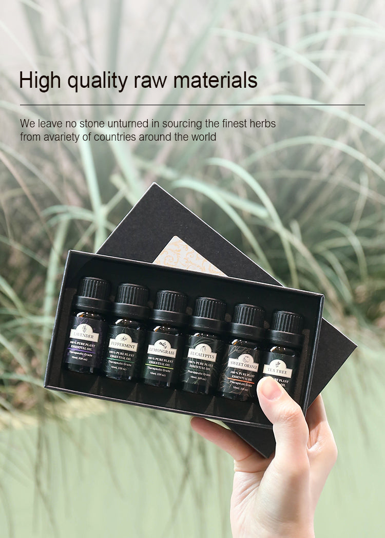 Top 6 Essential Oil Set - 100% Plant-Based, Therapeutic Grade