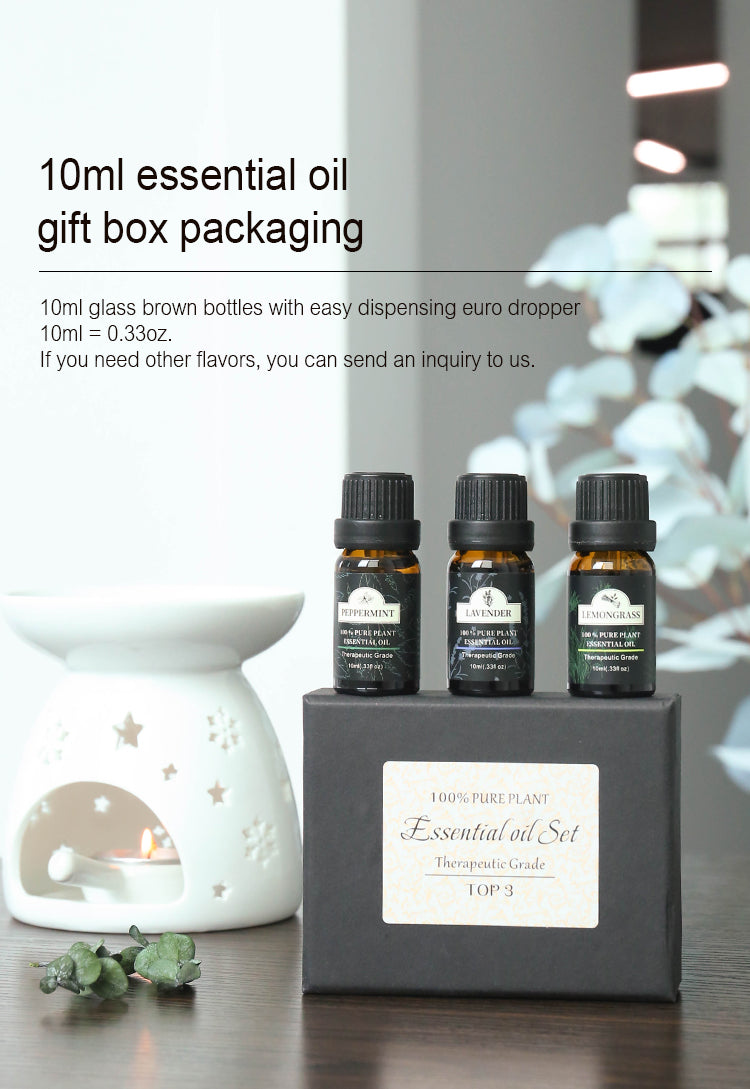 Top 3 Essential Oil Set - 100% Plant-Based, Therapeutic Grade