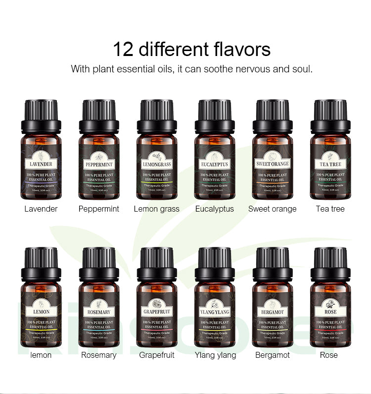 Top 12 Essential Oil Set - 100% Plant-Based, Therapeutic Grade